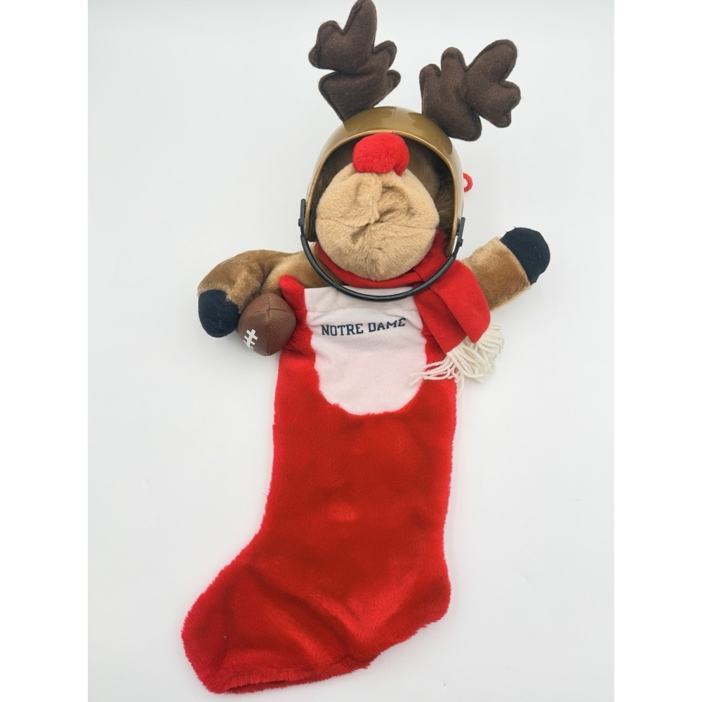 Vintage Notre Dame Fighting Irish Reindeer Football Christmas Stocking